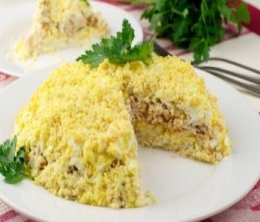 Салат Мимоза с сыром